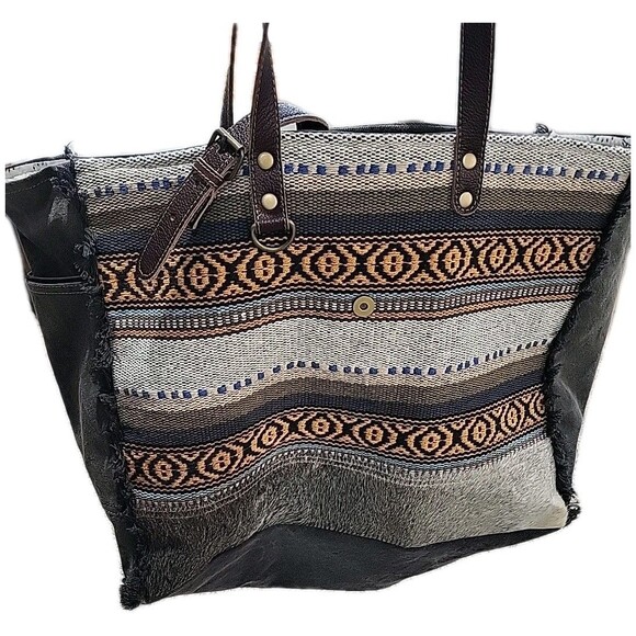 Myra XLarge Travel Canvas Leather Weekender Bag EUC - Picture 9 of 16